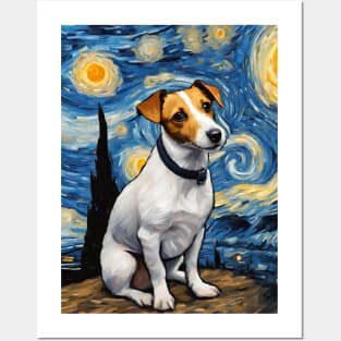 Jack Russell Terrier Dog Breed Painting in a Van Gogh Starry Night Art Style Posters and Art